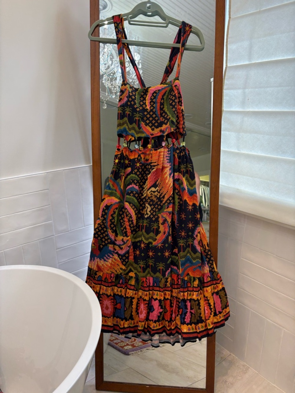 Farm Rio x Anthropologie Beaded Multicolor Midi Dress fits a S